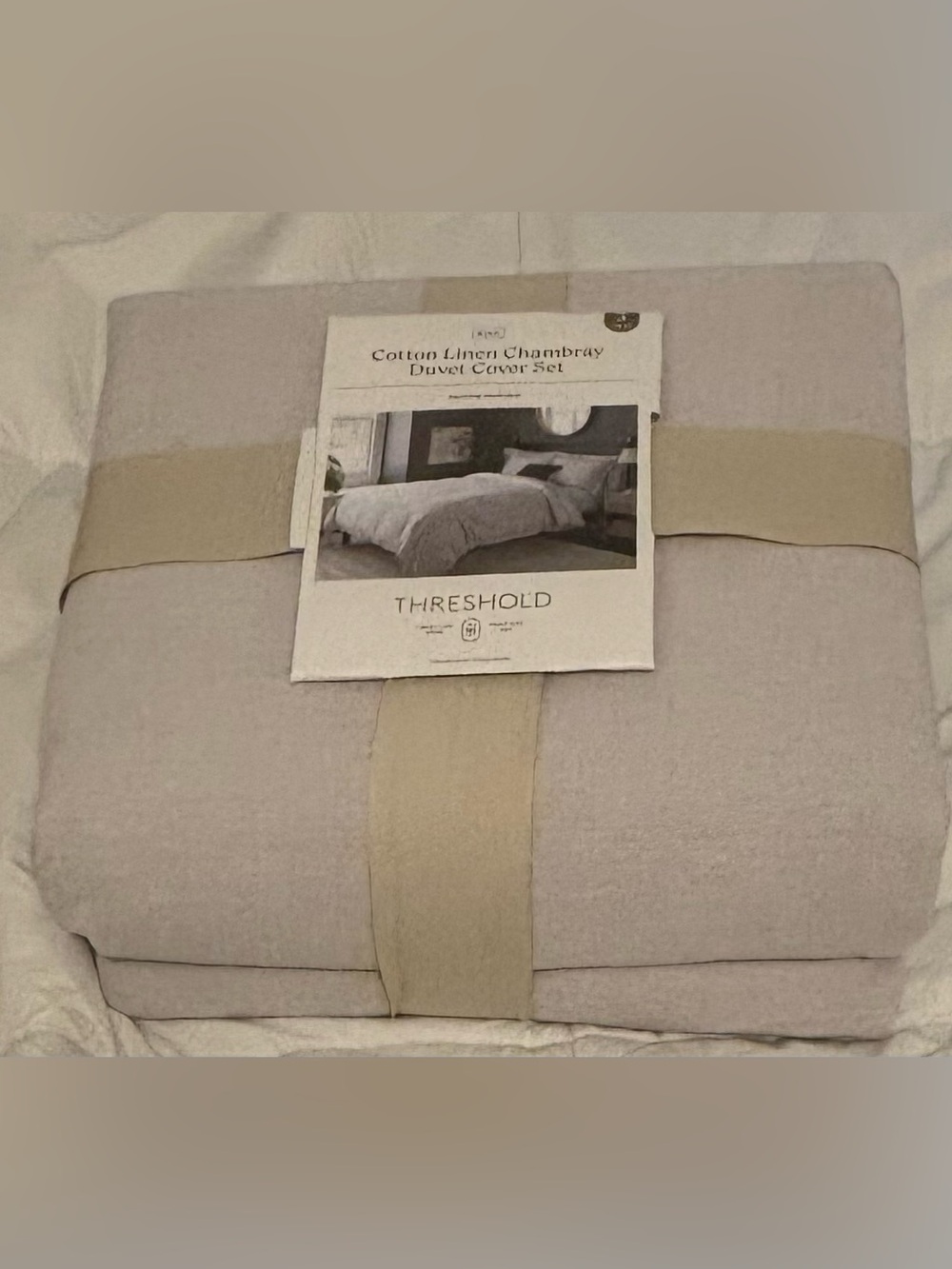 Threshold @ Target King Cotton Linen Chambray Duvet Cover & Sham Set Light Gray